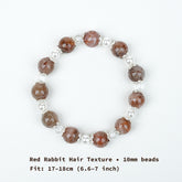 Red Rabbit Hair Texture Crystal Bracelet - 10mm Temperament Style