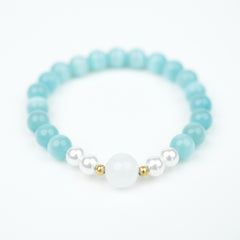 8mm Light Blue Cat's Eye Bracelet - Gentle Skin-Enhancing Style