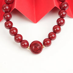 Cinnabar Zodiac Bead Bracelet - Rooster (8mm)