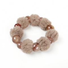 Red Flower Agate Fluffy Ball Bracelet (14mm)