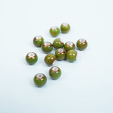 Handmade DIY 8mm Flower Glaze Leopard Print Porcelain Beads (10 pcs) - Leopard Green