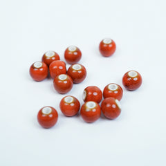 Handmade DIY 8mm Flower Glaze Leopard Print Porcelain Beads (30 pcs) - Leopard Orange