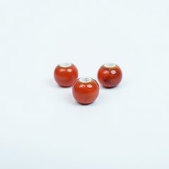Handmade DIY 8mm Flower Glaze Leopard Print Porcelain Beads (30 pcs) - Leopard Orange