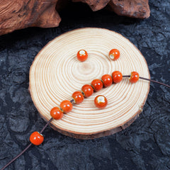 Handmade DIY 8mm Flower Glaze Leopard Print Porcelain Beads (30 pcs) - Leopard Orange