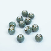 Handmade DIY 8mm Flower Glaze Leopard Print Porcelain Beads (30 pcs) - Leopard Green White