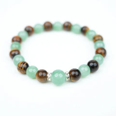 New Chinese Five Elements Wood Series • Green Bracelet with Tiger’s Eye (8mm) Daily Commute Style