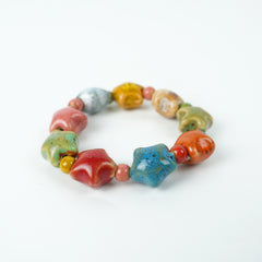 Chinese Ceramic Star-Shaped Bead Bracelet
