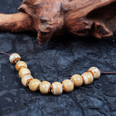 Handmade DIY 8mm Flower Glaze Leopard Print Porcelain Beads (30 pcs) - Leopard Cafe White