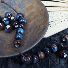 Handmade DIY 8mm Flower Glaze Leopard Print Porcelain Beads (10 pcs) - Leopard Gem Blue