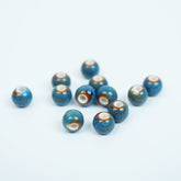 Handmade DIY 8mm Flower Glaze Leopard Print Porcelain Beads (30 pcs) - Leopard Blue