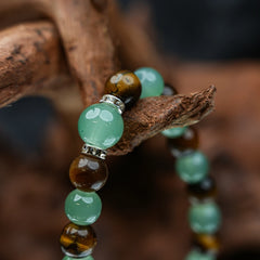 New Chinese Five Elements Wood Series • Green Bracelet with Tiger’s Eye (8mm) Daily Commute Style