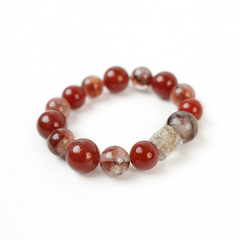 Natural Red Glue Flower Agate Sugar Bracelet with Super Seven