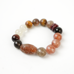 Black Super Seven Rutilated Quartz with Tiger Eye Bracelet