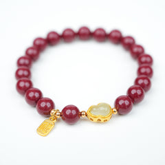 High-Content Purple Gold Sand Hetian White Jade Gourd Bracelet for Women
