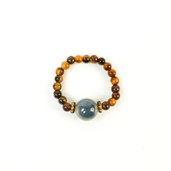 Tiger Eye Heart Agate Ring (3mm)