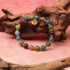 Colorful Tourmaline Luck Charm Bracelet