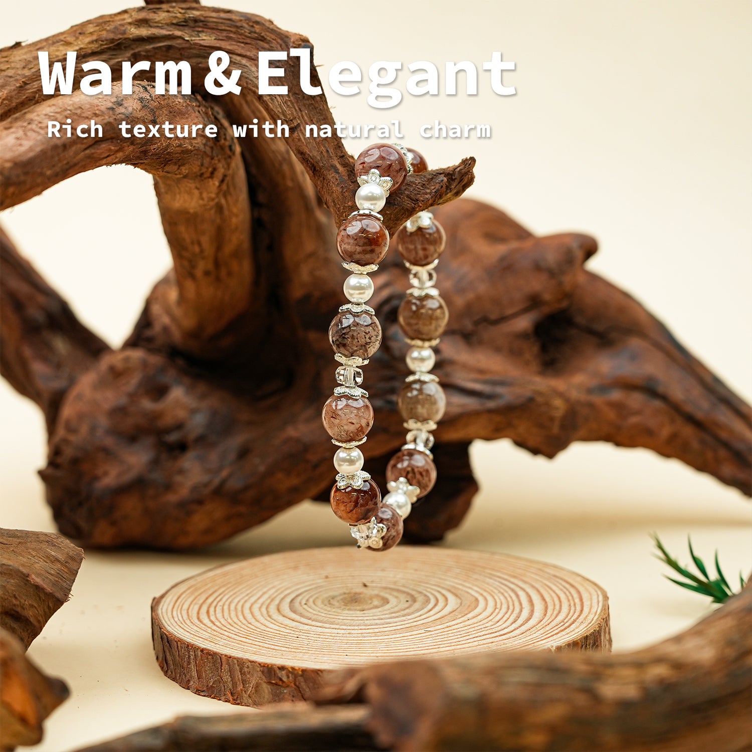 Red Rabbit Hair Texture Crystal Bracelet - 10mm Temperament Style