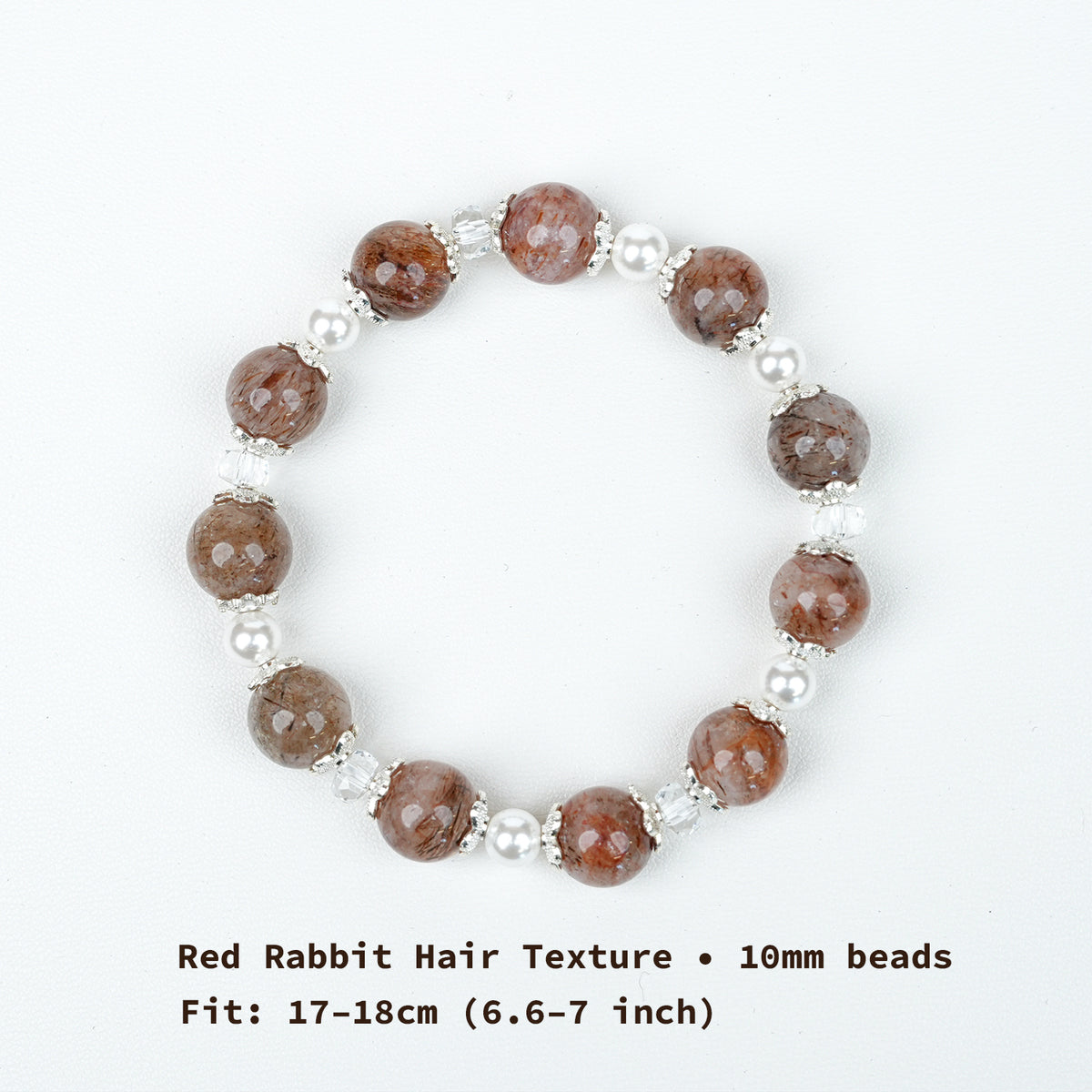 Red Rabbit Hair Texture Crystal Bracelet - 10mm Temperament Style