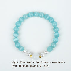 8mm Light Blue Cat's Eye Bracelet - Gentle Skin-Enhancing Style