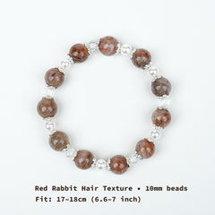 Red Rabbit Hair Texture Crystal Bracelet - 10mm Temperament Style