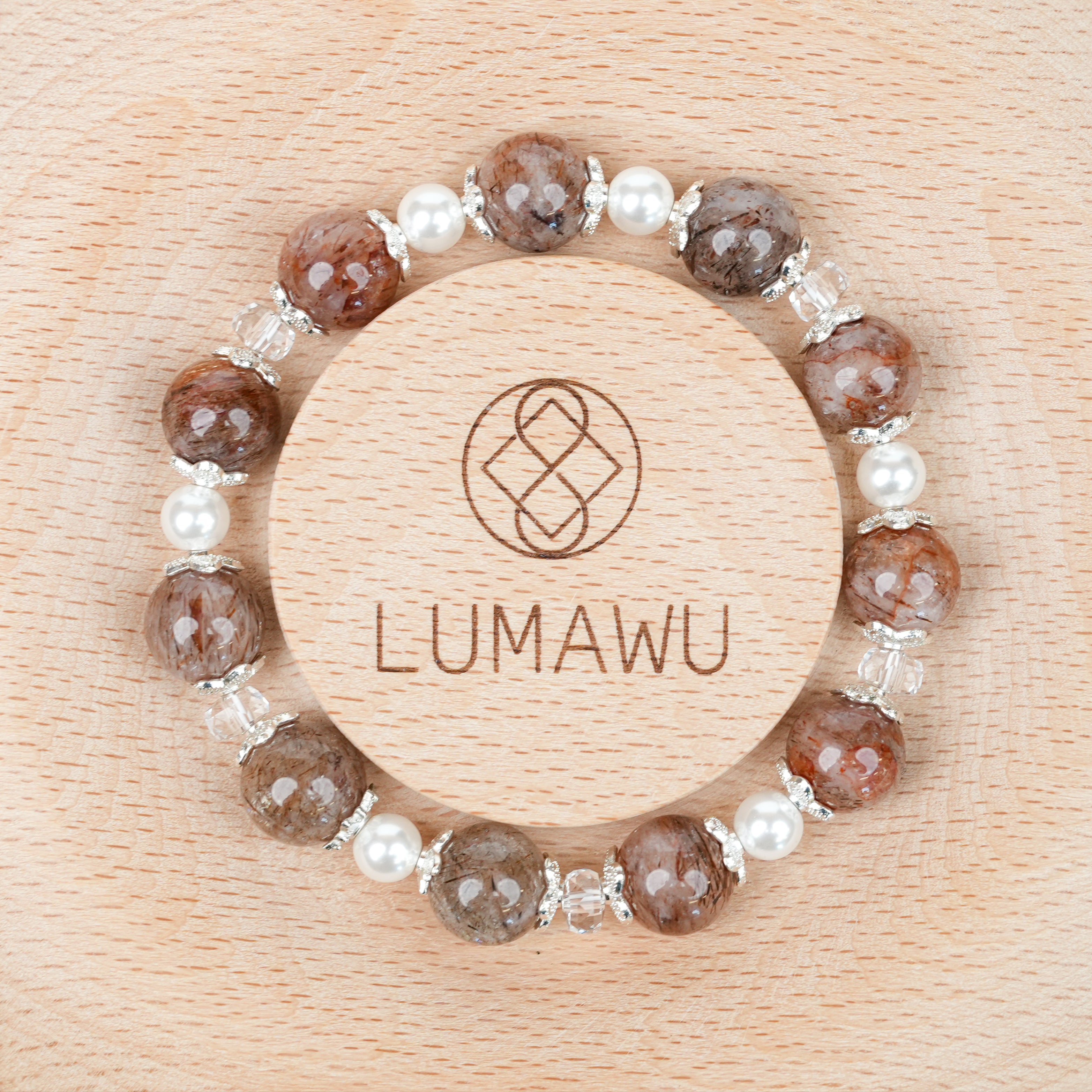 Red Rabbit Hair Texture Crystal Bracelet - 10mm Temperament Style