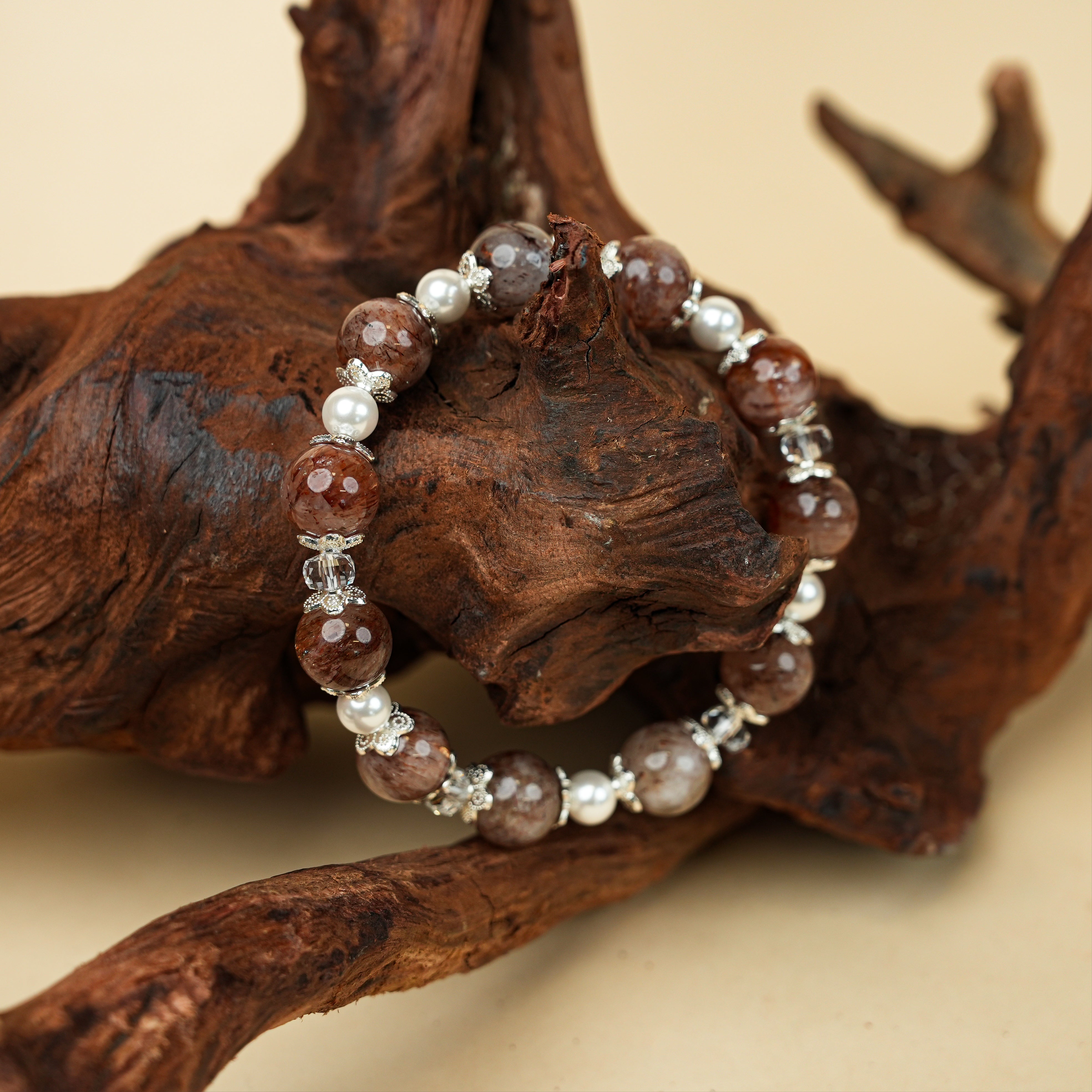 Red Rabbit Hair Texture Crystal Bracelet - 10mm Temperament Style