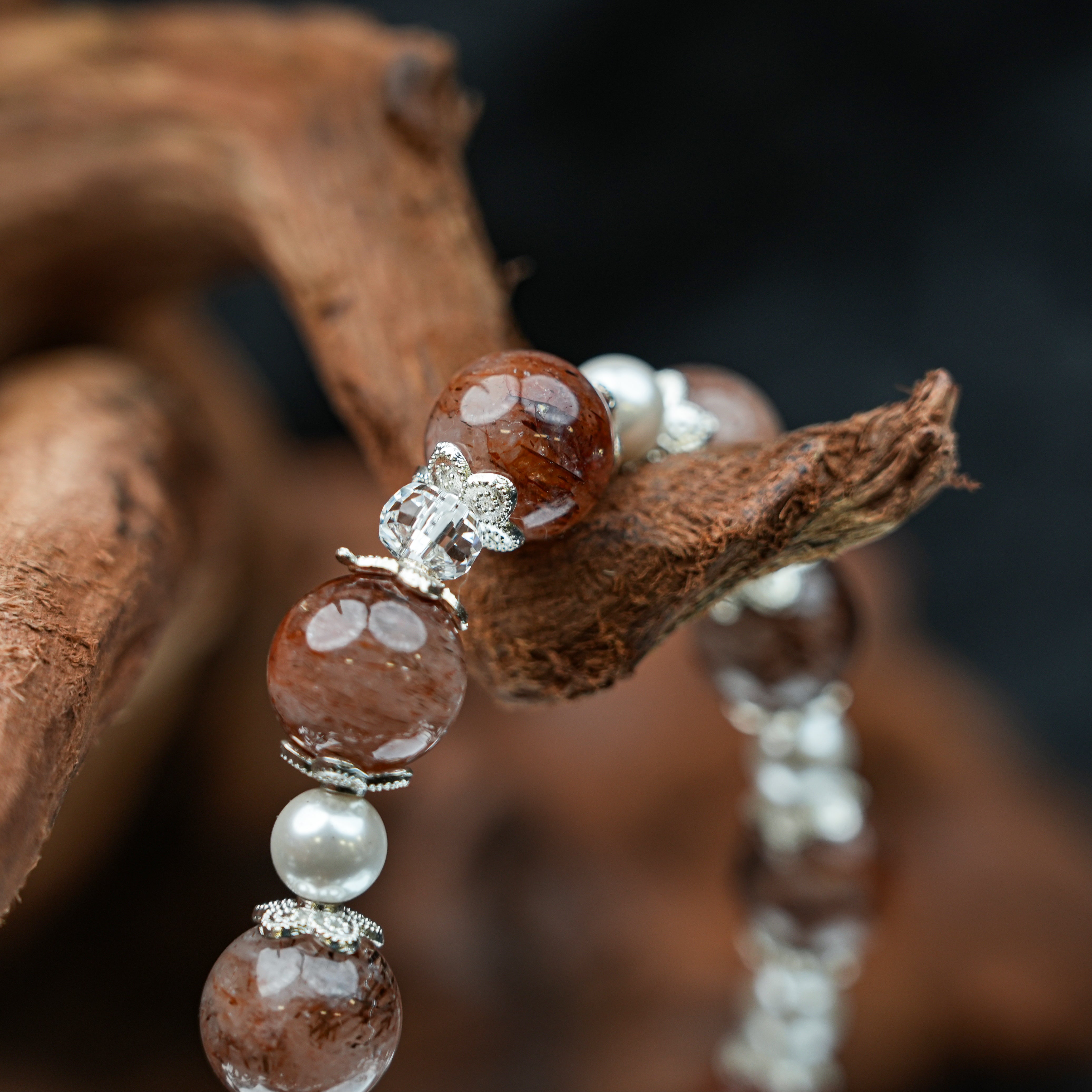 Red Rabbit Hair Texture Crystal Bracelet - 10mm Temperament Style