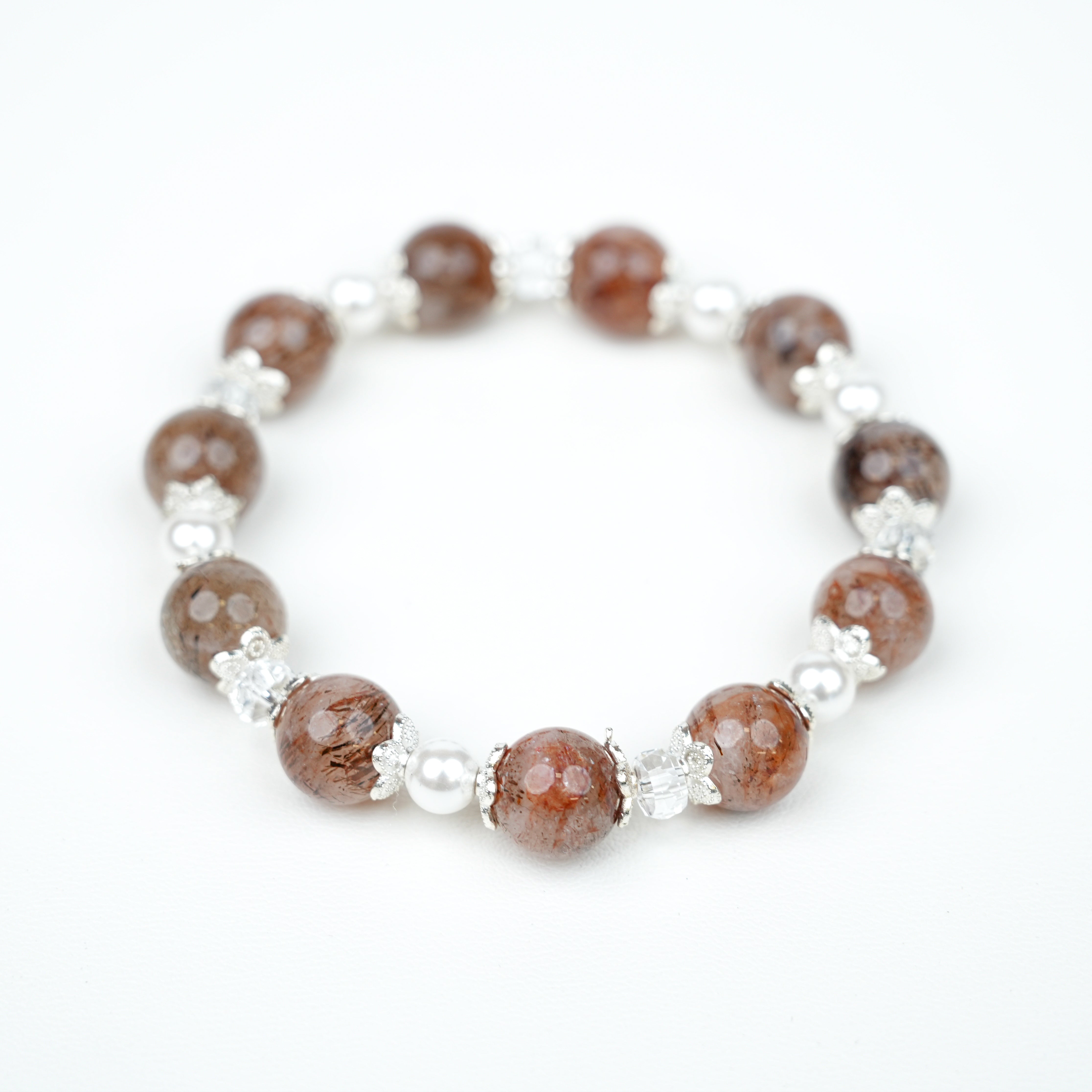 Red Rabbit Hair Texture Crystal Bracelet - 10mm Temperament Style