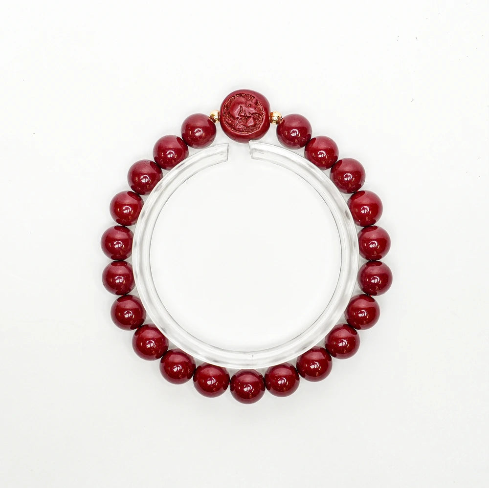 Cinnabar Zodiac Bead Bracelet - Rat (8mm)