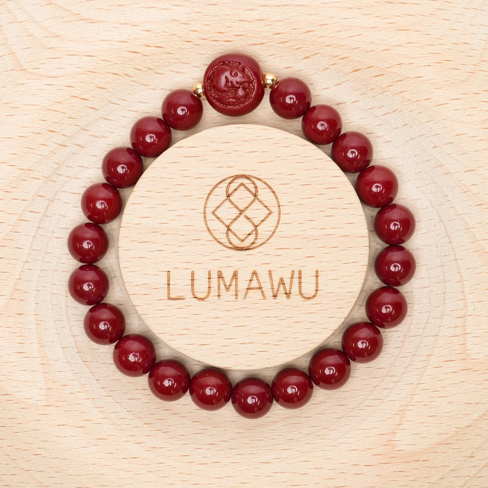 Cinnabar Zodiac Bead Bracelet - Rat (8mm)