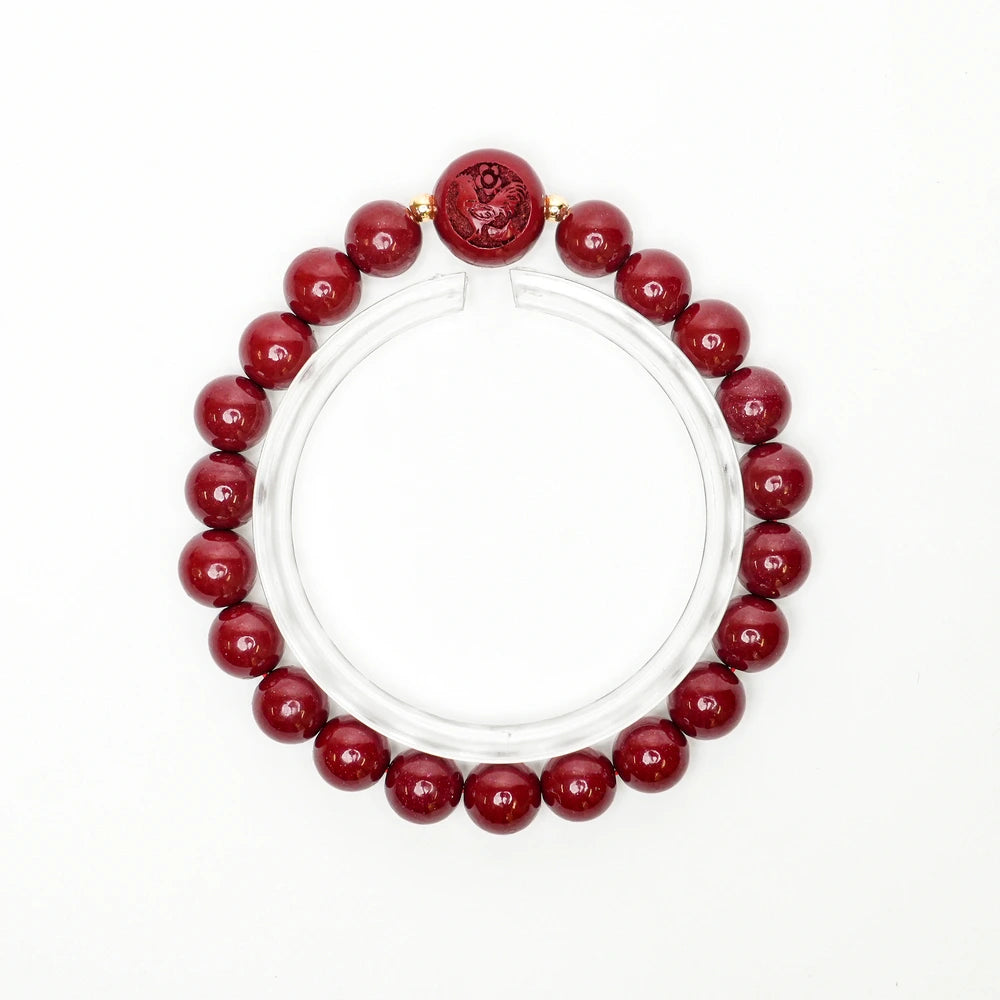 Cinnabar Zodiac Bead Bracelet - Rooster (8mm)