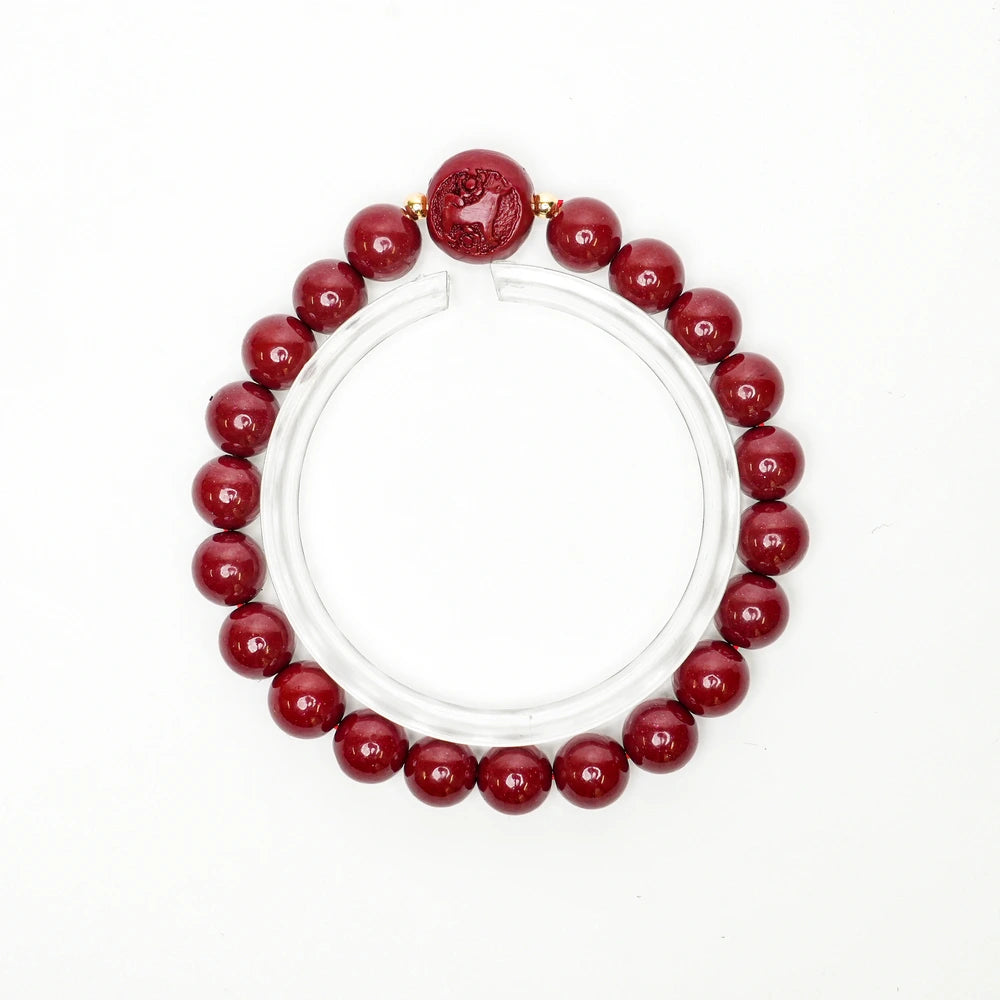 Cinnabar Zodiac Bead Bracelet - Dog (8mm)