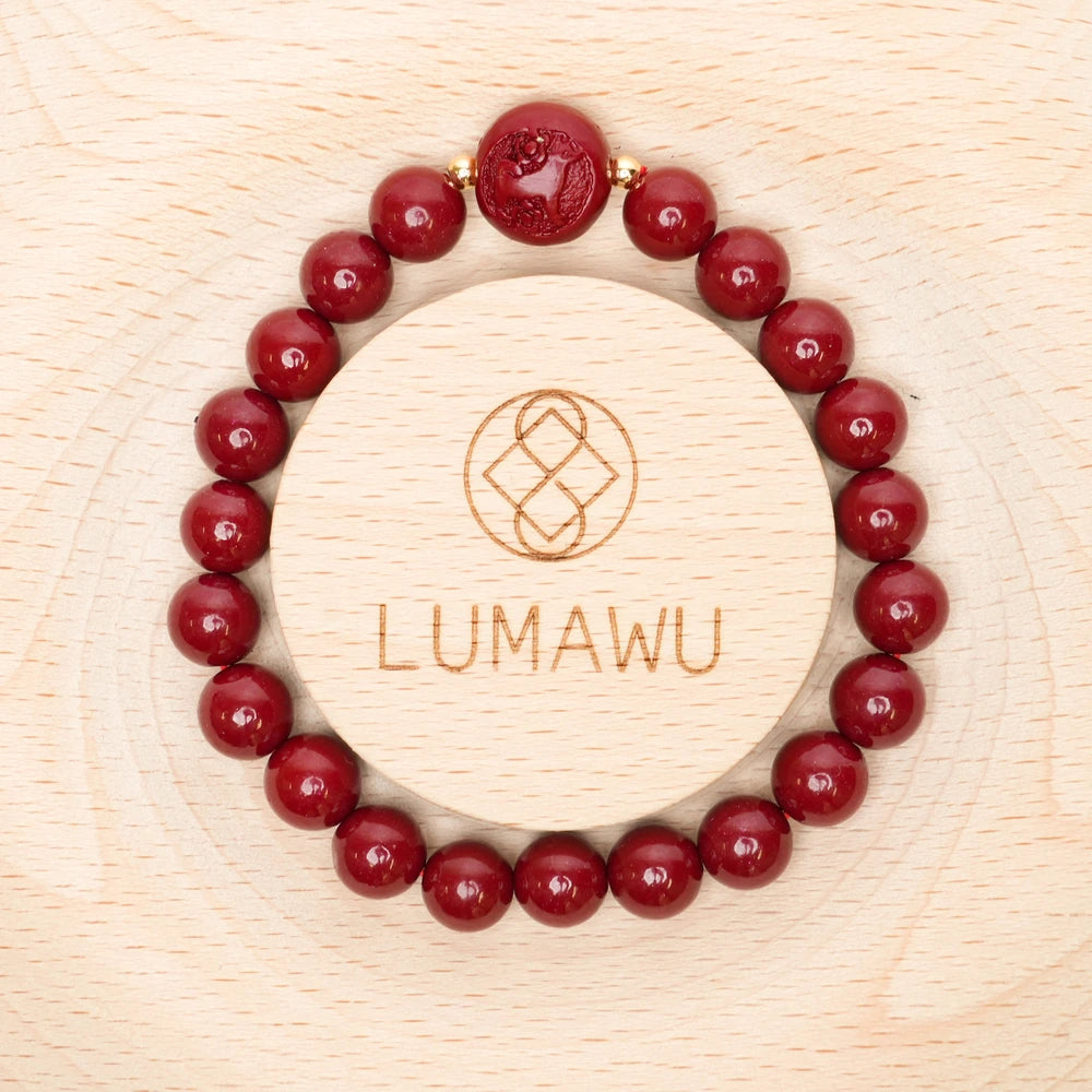 Cinnabar Zodiac Bead Bracelet - Dog (8mm)