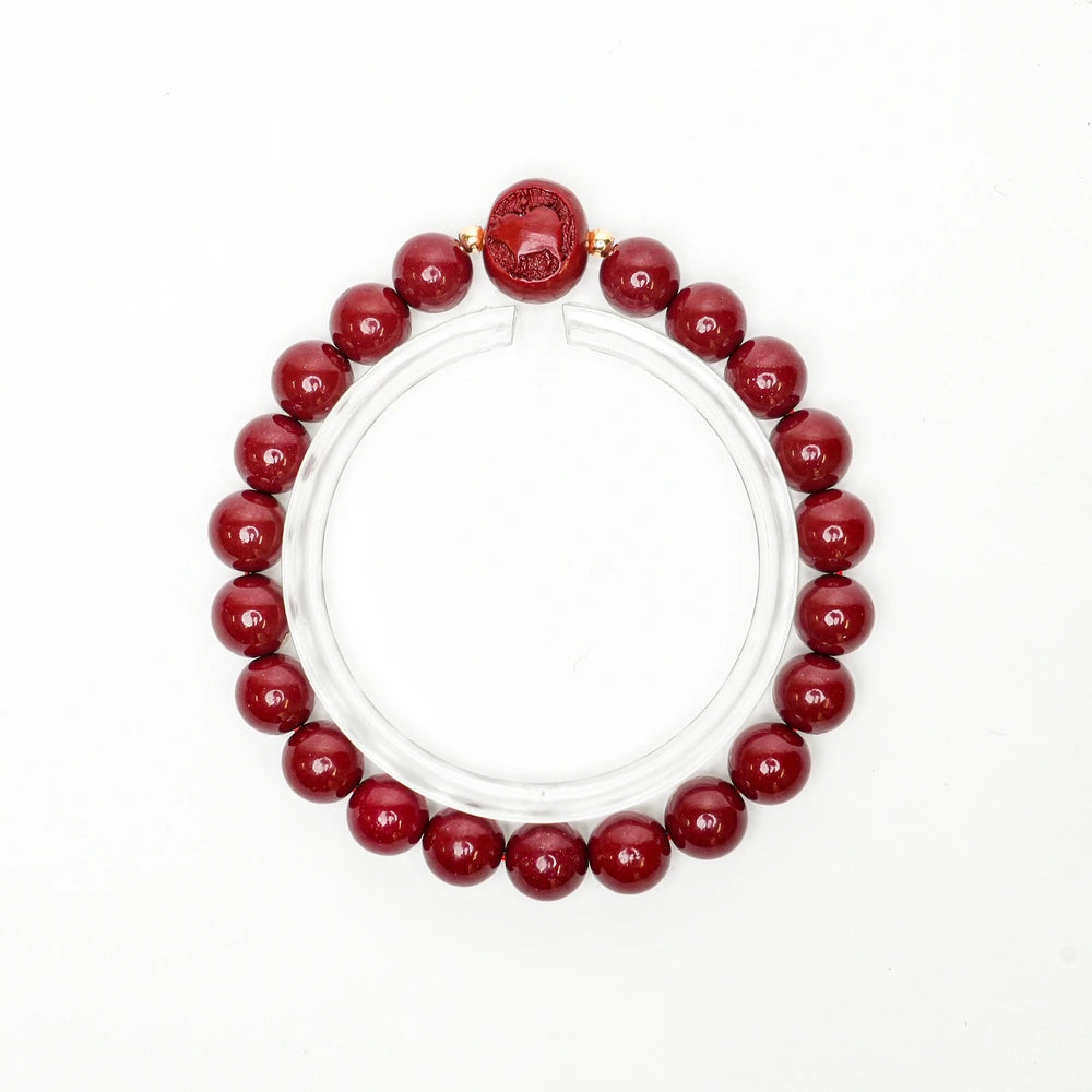 Cinnabar Zodiac Bead Bracelet - Pig (8mm)