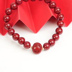Cinnabar Zodiac Bead Bracelet - Pig (8mm)