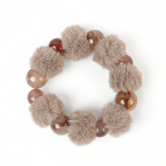 Red Flower Agate Fluffy Ball Bracelet (14mm)