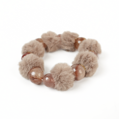 Red Flower Agate Fluffy Ball Bracelet (14mm)