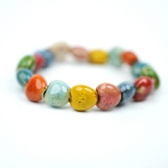 Chinese Ceramic Heart-Shaped Bead Bracelet