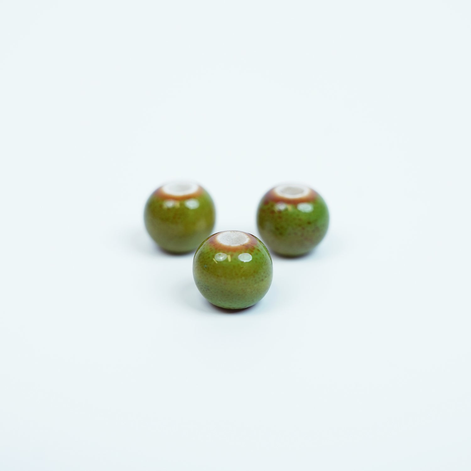Handmade DIY 8mm Flower Glaze Leopard Print Porcelain Beads (30 pcs) - Leopard Green