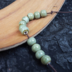 Handmade DIY 8mm Flower Glaze Leopard Print Porcelain Beads (10 pcs) - Leopard Green White