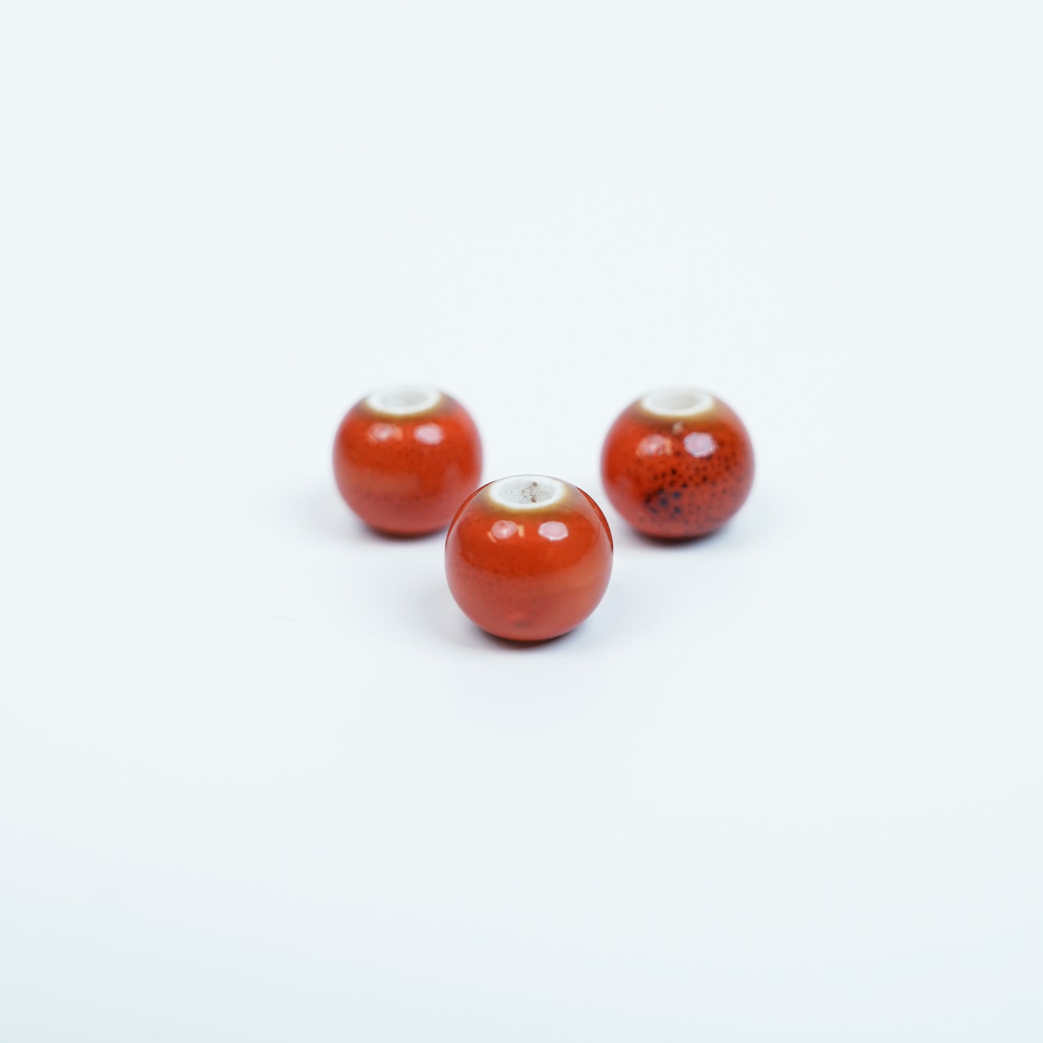 Handmade DIY 8mm Flower Glaze Leopard Print Porcelain Beads (10 pcs) - Leopard Orange