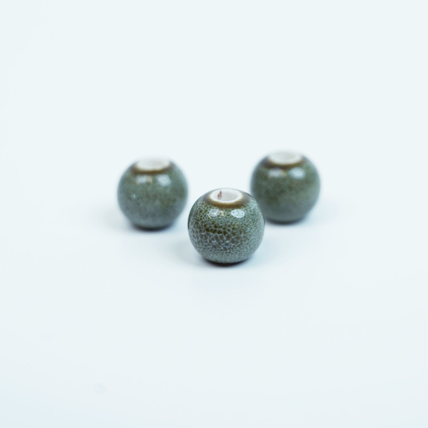 Handmade DIY 8mm Flower Glaze Leopard Print Porcelain Beads (10 pcs) - Leopard Green White