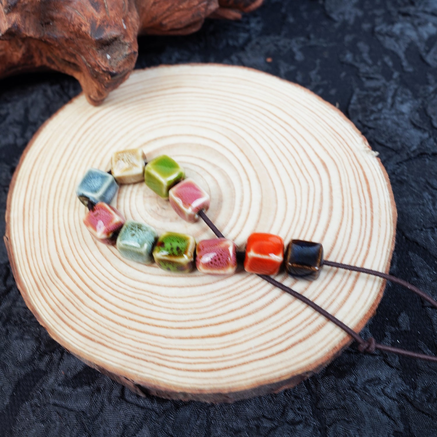 Handmade DIY Mosaic Square Porcelain Beads (20 pcs) - Mixed Floral Glaze Colors
