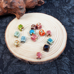 Handmade DIY Mosaic Square Porcelain Beads (20 pcs) - Mixed Floral Glaze Colors
