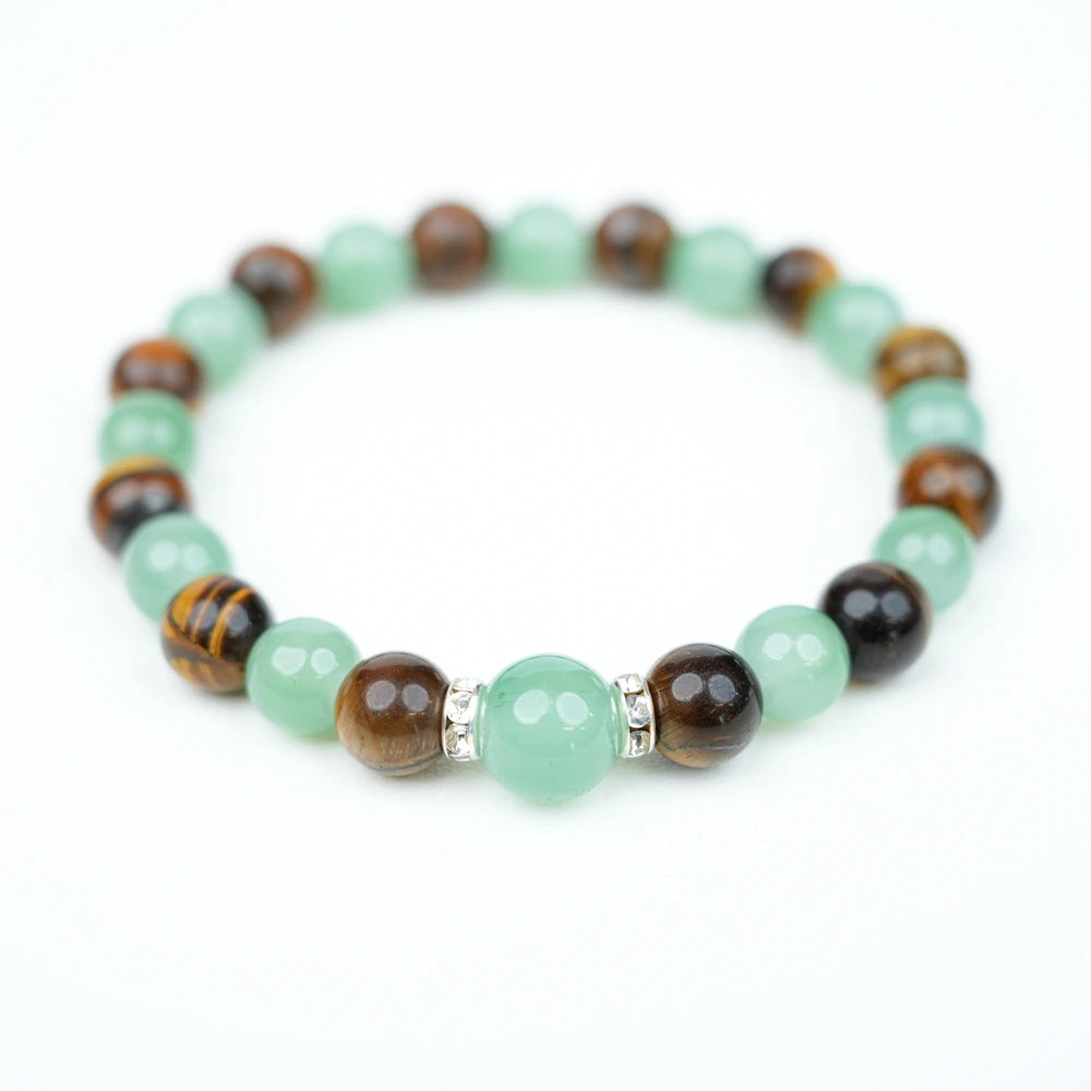 New Chinese Five Elements Wood Series • Green Bracelet with Tiger’s Eye (8mm) Daily Commute Style
