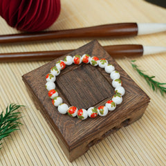 Jingdezhen Ethnic Style Ceramic Bead Bracelet - Spring Blossom Red (8mm)