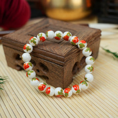 Jingdezhen Ethnic Style Ceramic Bead Bracelet - Spring Blossom Red (8mm)