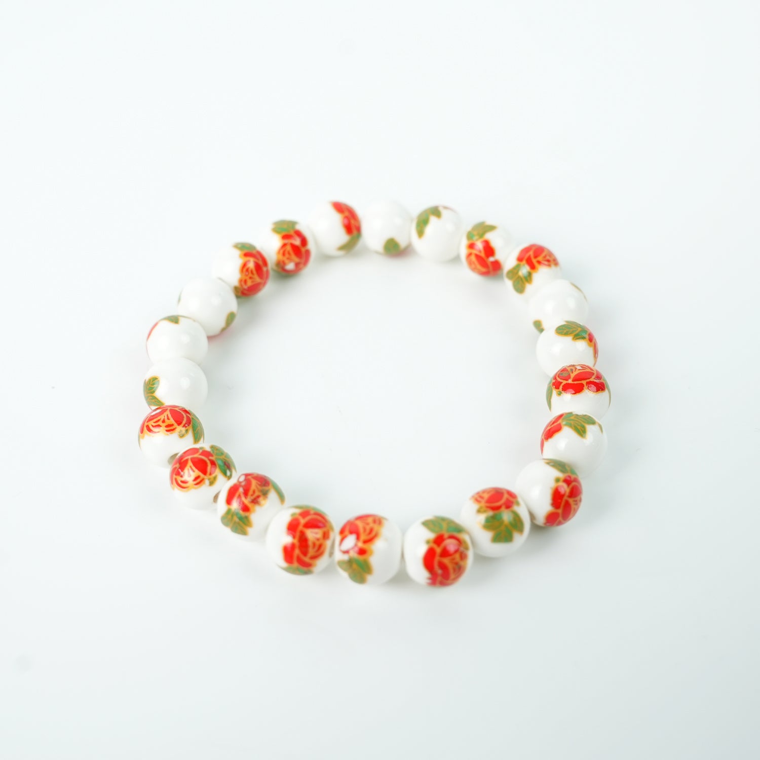 Jingdezhen Ethnic Style Ceramic Bead Bracelet - Spring Blossom Red (8mm)