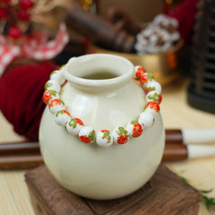Jingdezhen Ethnic Style Ceramic Bead Bracelet - Spring Blossom Red (8mm)