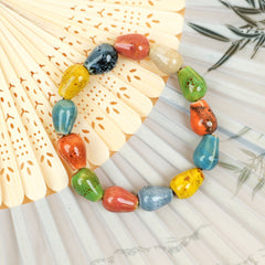 Chinese Ceramic Teardrop-Shaped Bead Bracelet